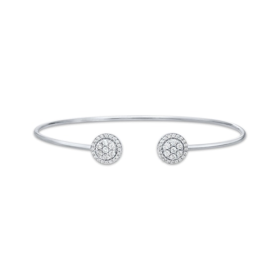 Diamond Halo Flex Cuff Bracelet 1/2 ct tw 10K White Gold