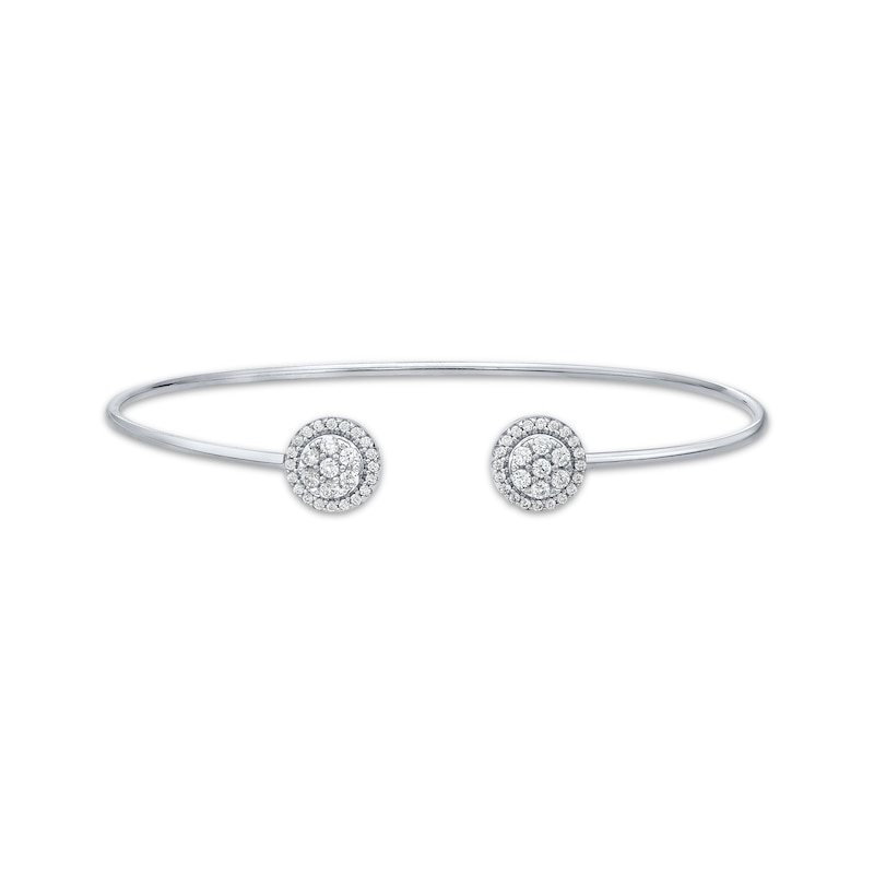 Main Image 1 of Diamond Halo Flex Cuff Bracelet 1/2 ct tw 10K White Gold