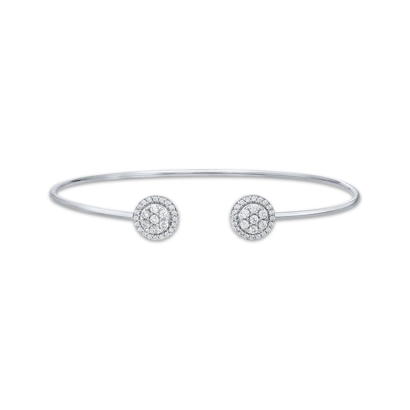 Diamond Halo Flex Cuff Bracelet 1/2 ct tw 10K White Gold