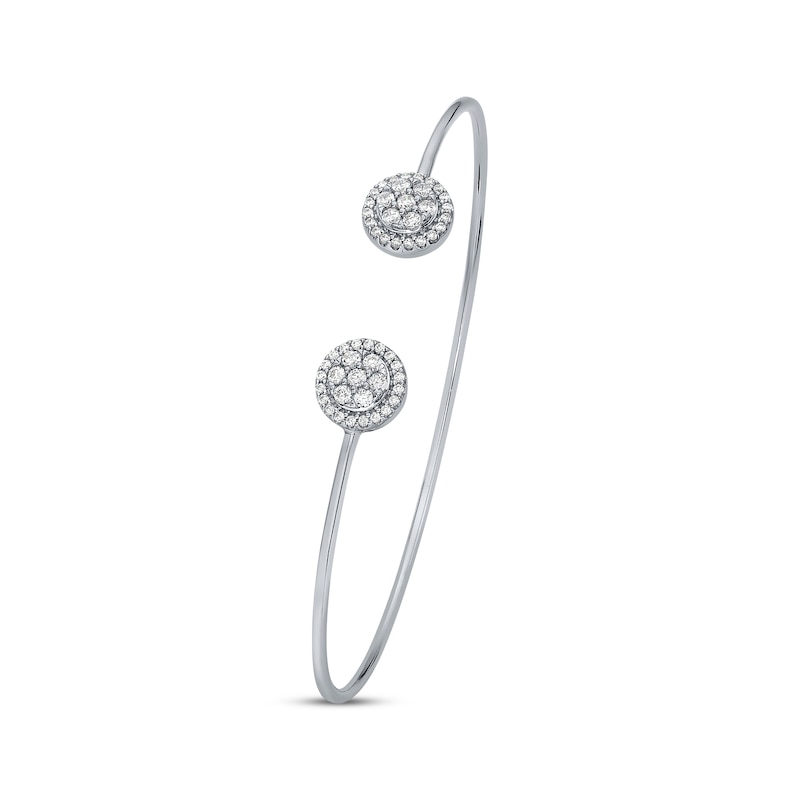 Main Image 2 of Diamond Halo Flex Cuff Bracelet 1/2 ct tw 10K White Gold