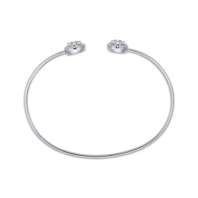 Main Image 3 of Diamond Halo Flex Cuff Bracelet 1/2 ct tw 10K White Gold