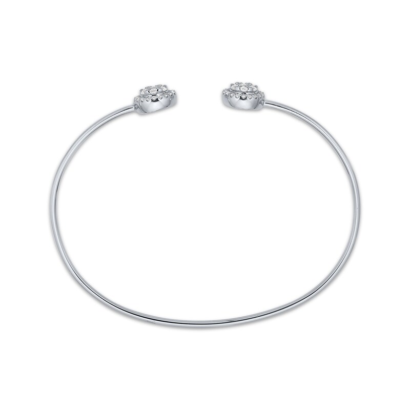 Diamond Halo Flex Cuff Bracelet 1/2 ct tw 10K White Gold