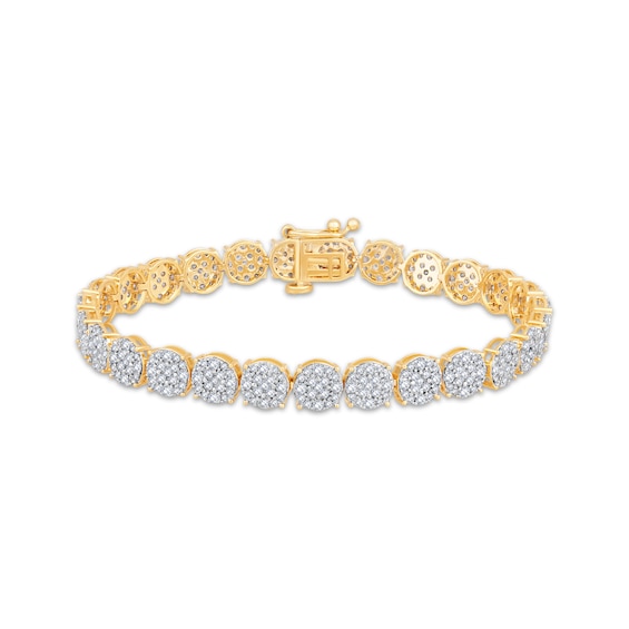 Multi-Diamond Round Link Bracelet 4 ct tw 10K Yellow Gold 7.5"