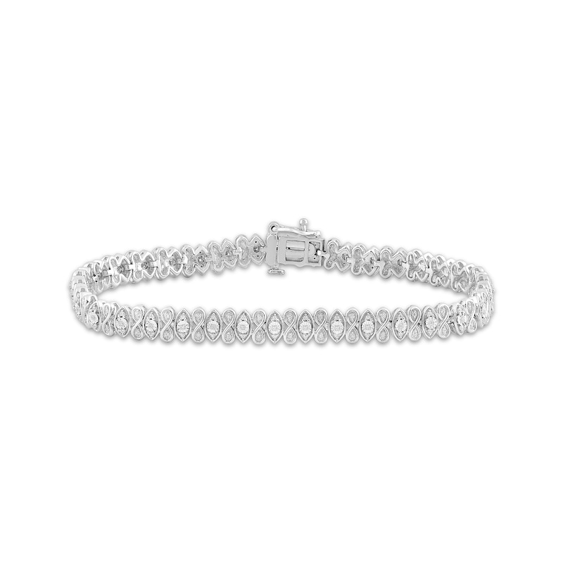 Main Image 1 of Diamond Infinity & Marquise Link Tennis Bracelet 1/4 ct tw Sterling Silver 7.25&quot;