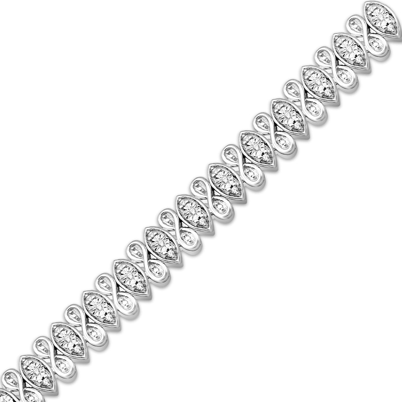 Diamond Infinity & Marquise Link Tennis Bracelet 1/4 ct tw Sterling Silver 7.25"