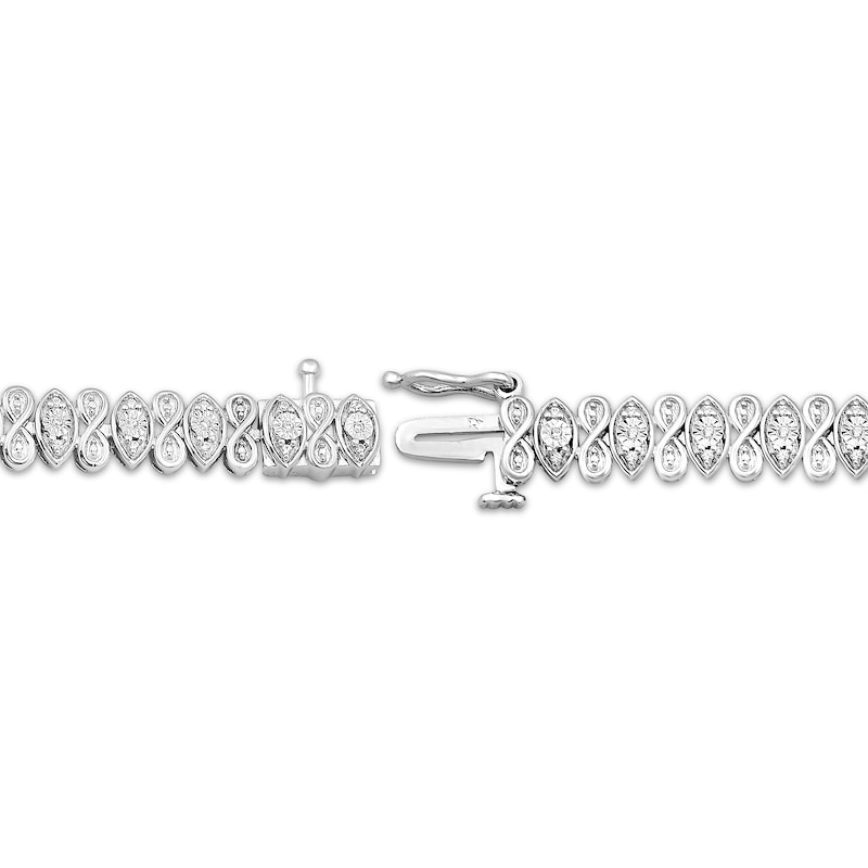 Diamond Infinity & Marquise Link Tennis Bracelet 1/4 ct tw Sterling Silver 7.25"