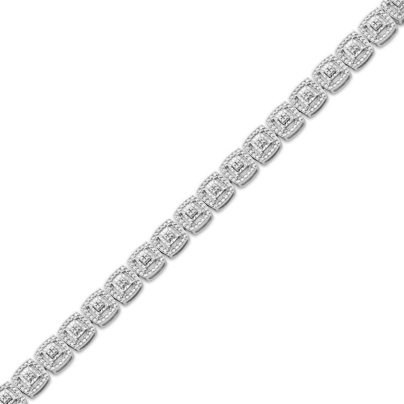 Main Image 2 of Diamond Cushion Link Tennis Bracelet 1/10 ct tw Sterling Silver 7.25&quot;