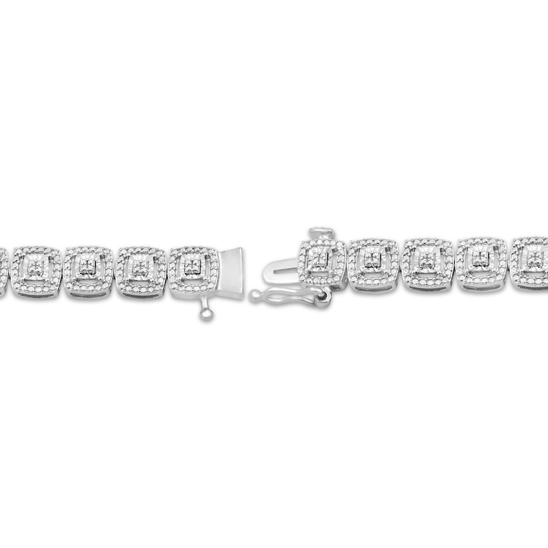 Diamond Cushion Link Tennis Bracelet 1/10 ct tw Sterling Silver 7.25"