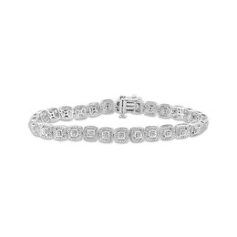 Diamond Cushion Link Tennis Bracelet 1/4 ct tw Sterling Silver 7.25&quot;