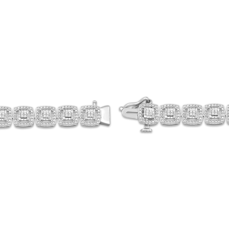 Diamond Cushion Link Tennis Bracelet 1/4 ct tw Sterling Silver 7.25"