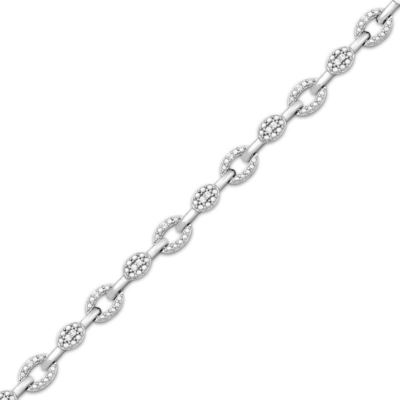 Main Image 2 of Diamond Oval Links Bracelet 1/10 ct tw Sterling Silver 7.25&quot;
