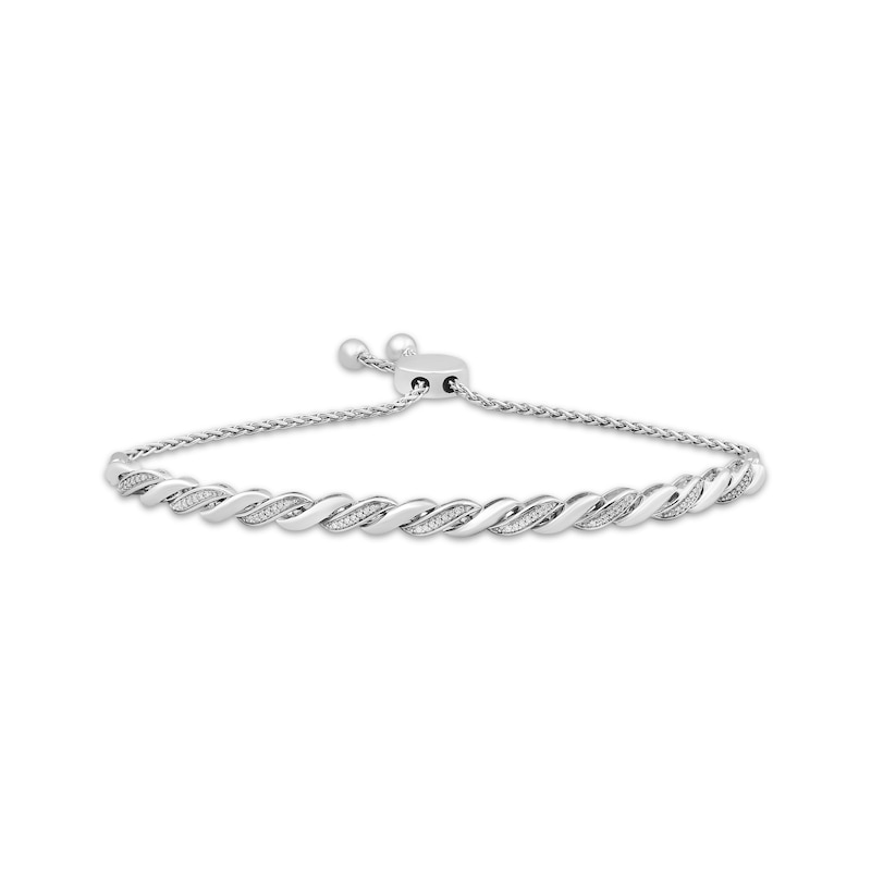 Main Image 1 of Diamond S-Curve Bolo Bracelet 1/10 ct tw Sterling Silver