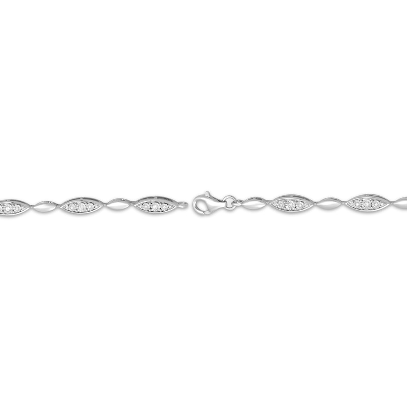 Main Image 3 of Diamond Marquise Link Bracelet 1/6 ct tw Sterling Silver 7.25&quot;