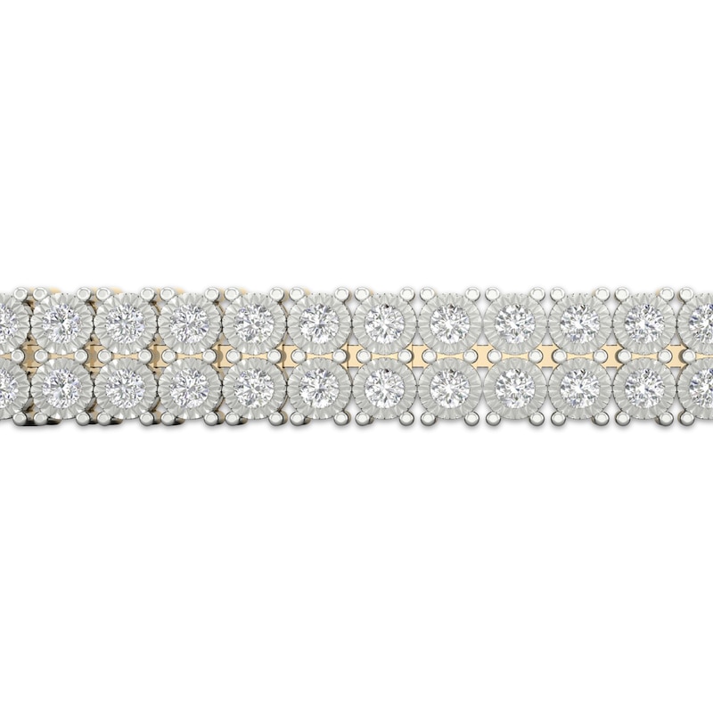 Main Image 2 of Men's Diamond Two-Row Bracelet 4-1/2 ct tw 14K Yellow Gold 8.5&quot;