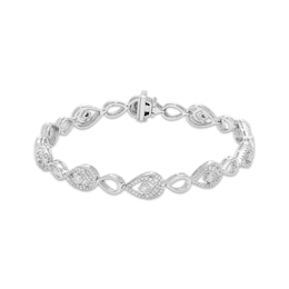Love Entwined Diamond Alternating Link Bracelet 1/2 ctw Sterling Silver 7.25&quot;
