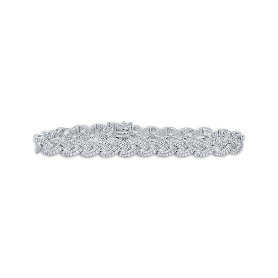 Diamond Braided Link Bracelet 3 ct tw 10K White Gold 7"