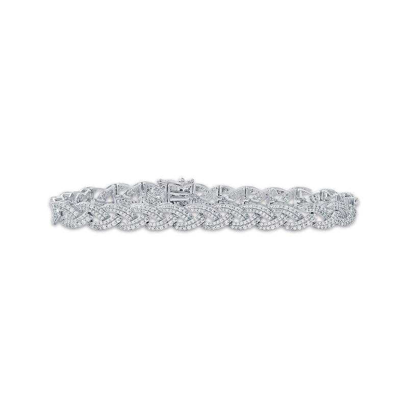 Main Image 1 of Diamond Braided Link Bracelet 3 ct tw 10K White Gold 7&quot;