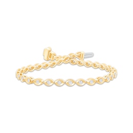 Diamond Marquise Link Bracelet 1 ct tw 10K Yellow Gold 7.25"