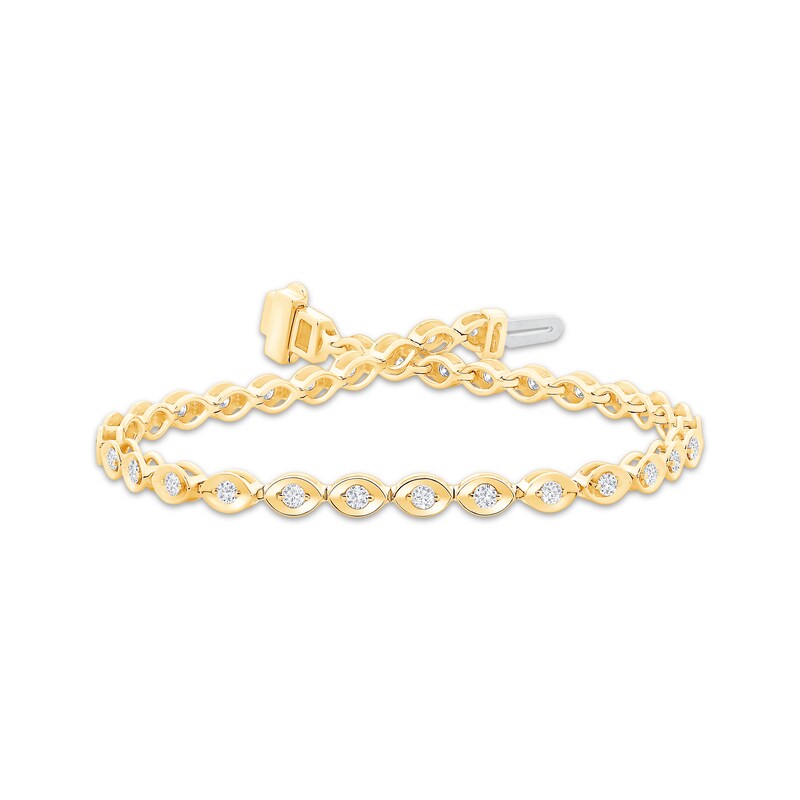 Main Image 1 of Diamond Marquise Link Bracelet 1 ct tw 10K Yellow Gold 7.25&quot;