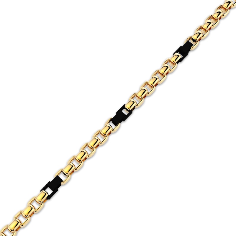 Solid Rolo Chain Bracelet 14K Yellow Gold & Black Ceramic 8.25"