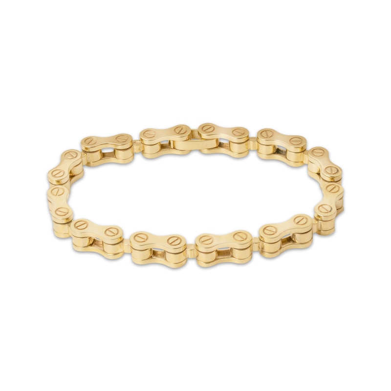 Main Image 1 of Men's Bicycle Chain Bracelet Solid 10K Yellow Gold 8.25&quot;