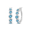 Thumbnail Image 1 of Swiss Blue Topaz & White Lab-Created Sapphire Swirl Hoop Earrings Sterling Silver