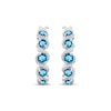 Thumbnail Image 2 of Swiss Blue Topaz & White Lab-Created Sapphire Swirl Hoop Earrings Sterling Silver