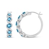 Thumbnail Image 3 of Swiss Blue Topaz & White Lab-Created Sapphire Swirl Hoop Earrings Sterling Silver