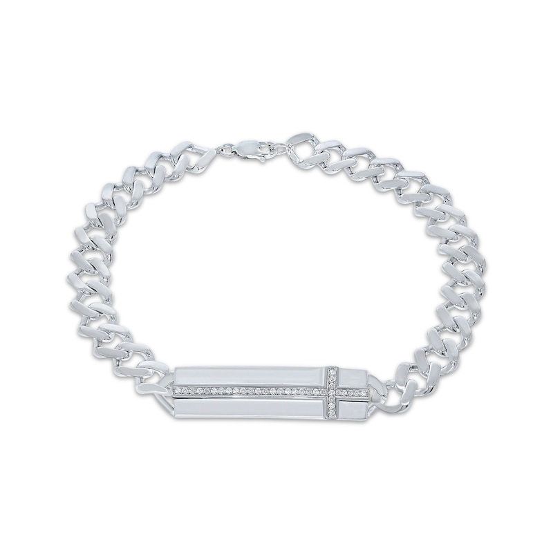 Men's Diamond Cross Bracelet 1/4 ct tw Sterling Silver 9"