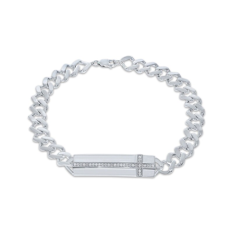 Main Image 1 of Men's Diamond Cross Bracelet 1/4 ct tw Sterling Silver 9&quot;