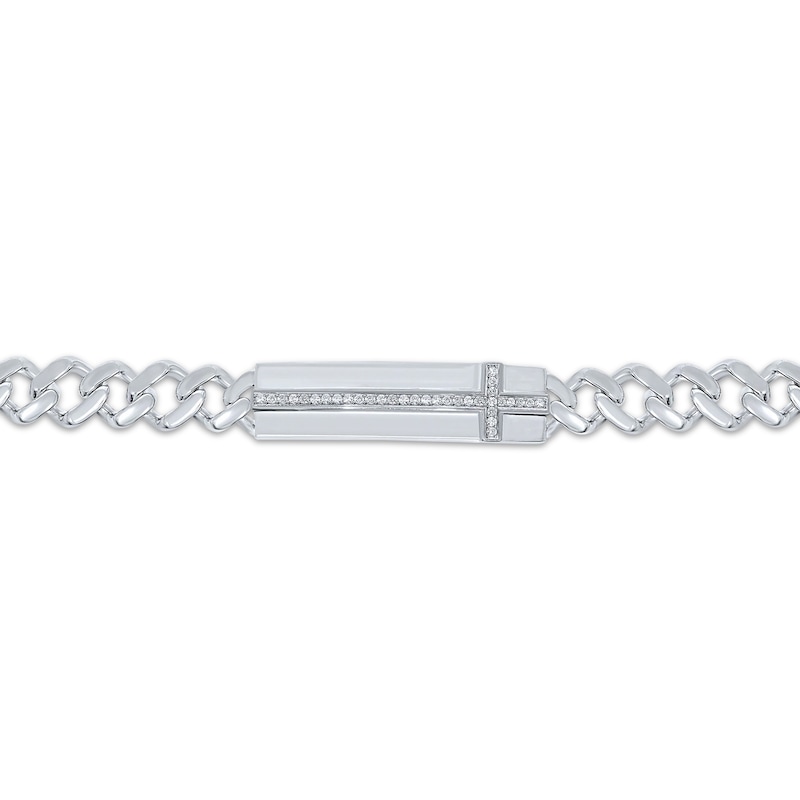 Main Image 2 of Men's Diamond Cross Bracelet 1/4 ct tw Sterling Silver 9&quot;