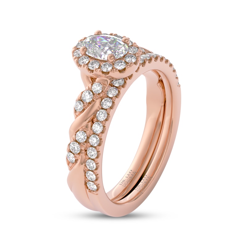 Main Image 2 of THE LEO Prisma Diamond Oval-Cut Halo Bridal Set 7/8 ct tw 14K Rose Gold