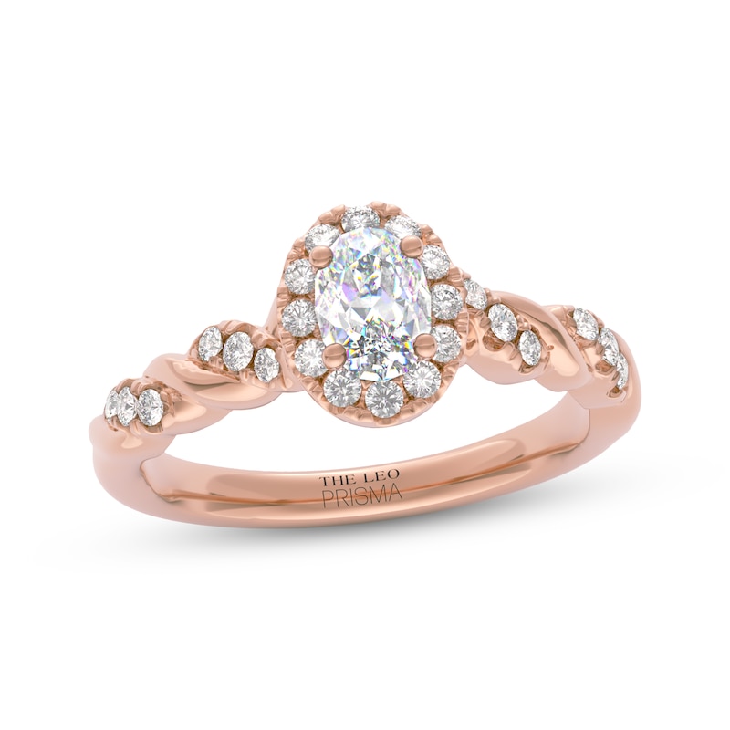Main Image 4 of THE LEO Prisma Diamond Oval-Cut Halo Engagement Ring 5/8 ct tw 14K Rose Gold