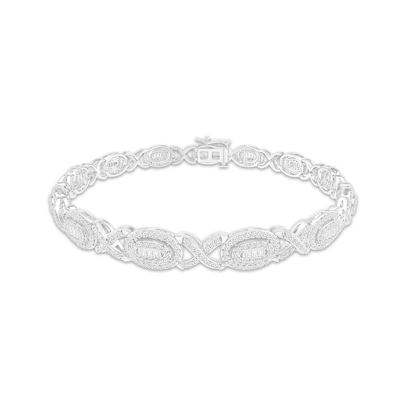 Main Image 1 of Diamond XO Link Bracelet 2 ct tw 10K White Gold 7.25&quot;