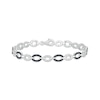 Thumbnail Image 1 of Black & White Diamond Oval Link Bracelet 1/2 ct tw Sterling Silver 7.5&quot;