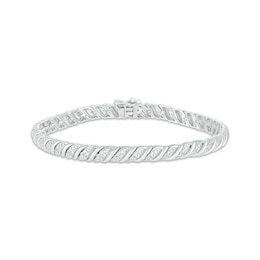 Diamond S-Link Bracelet 1/4 ct tw Sterling Silver 7.25"