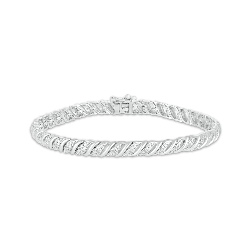 Main Image 1 of Diamond S-Link Bracelet 1/4 ct tw Sterling Silver 7.25"