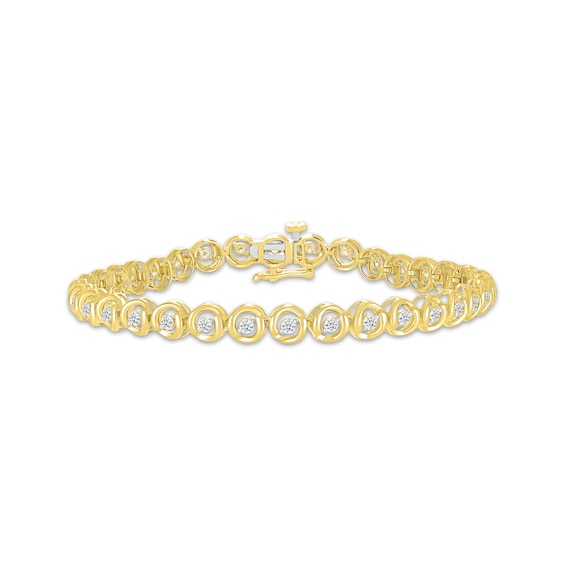 Diamond Circle Link Bracelet 1 ct tw 10K Yellow Gold 7"