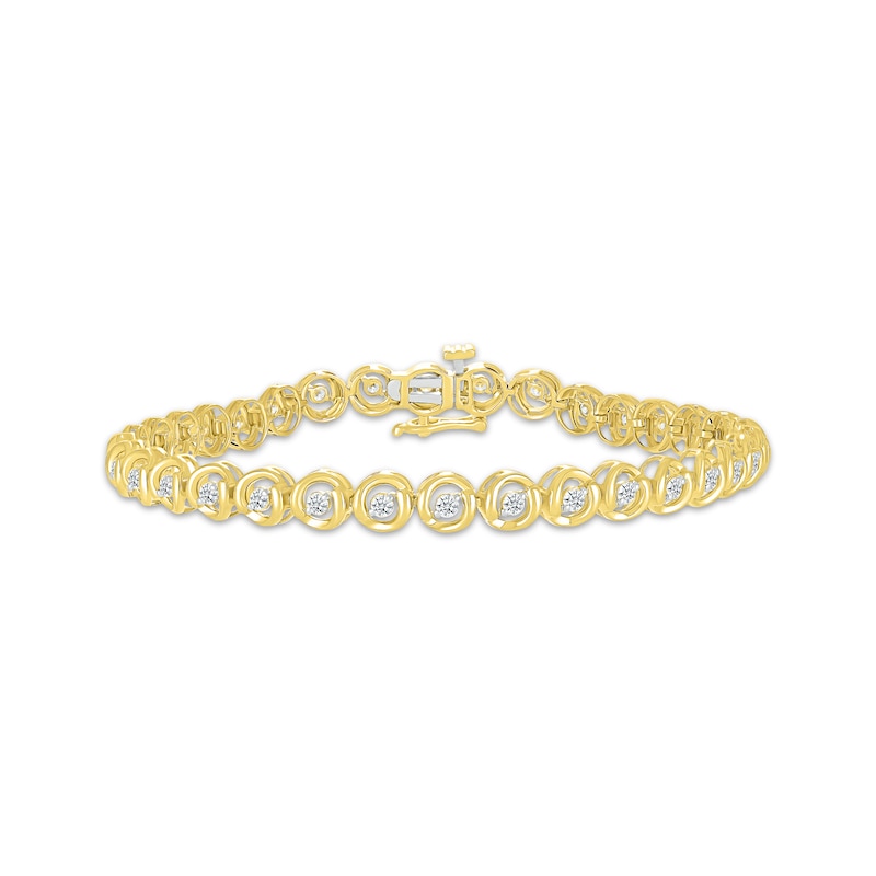Main Image 1 of Diamond Circle Link Bracelet 1 ct tw 10K Yellow Gold 7&quot;