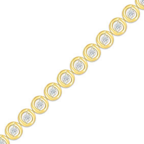 Thumbnail Image 2 of Diamond Circle Link Bracelet 1 ct tw 10K Yellow Gold 7"