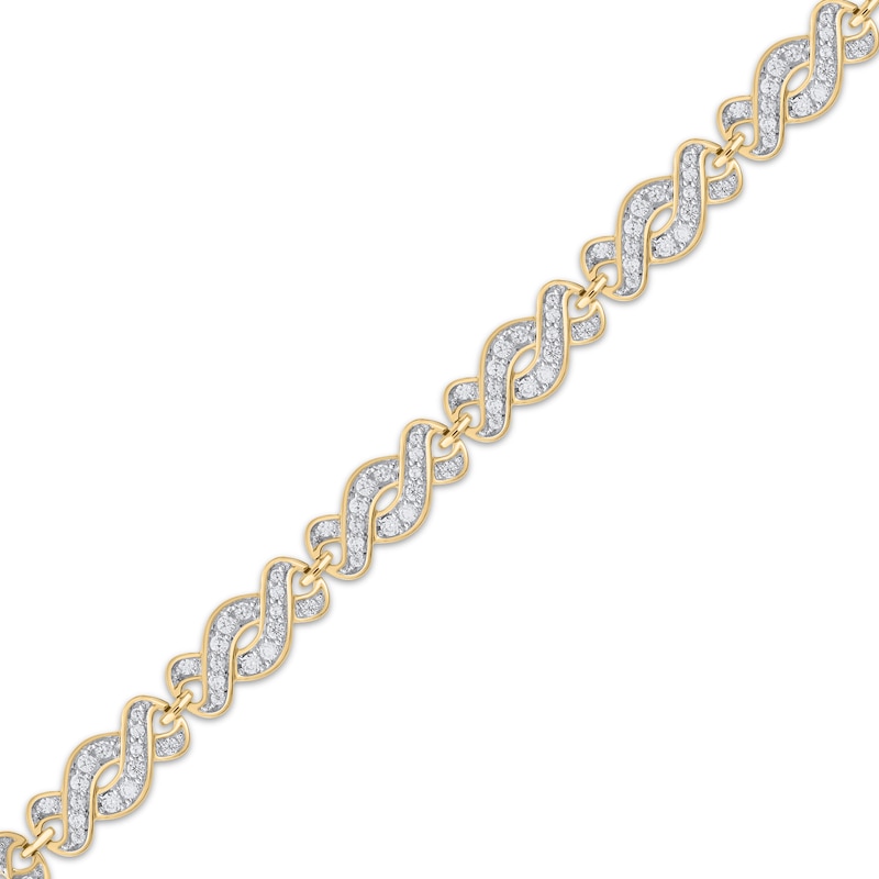Diamond Twist Link Bracelet 2 ct tw 10K Yellow Gold 7"