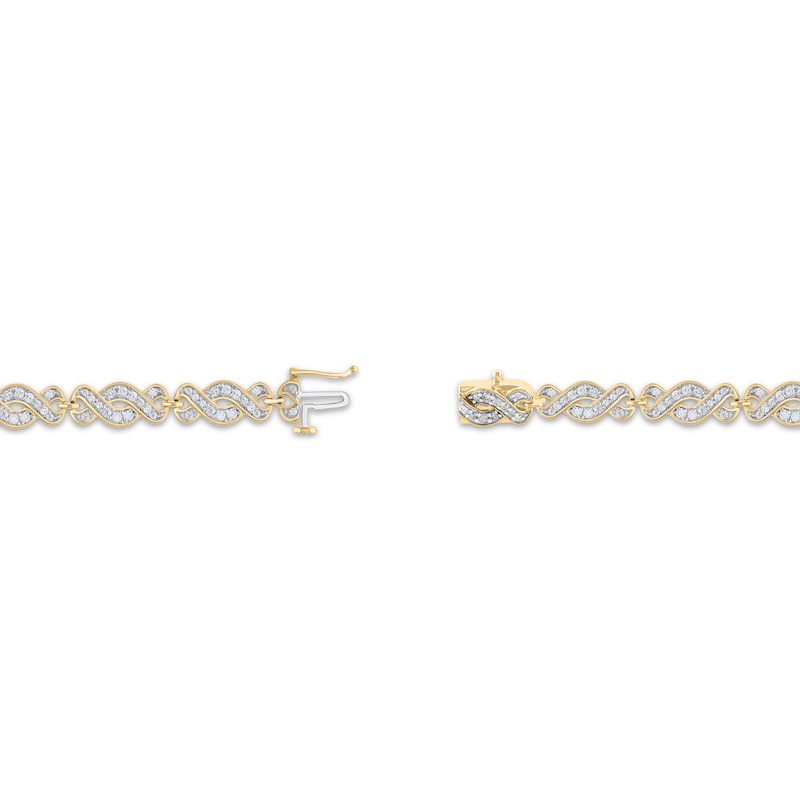 Diamond Twist Link Bracelet 2 ct tw 10K Yellow Gold 7"