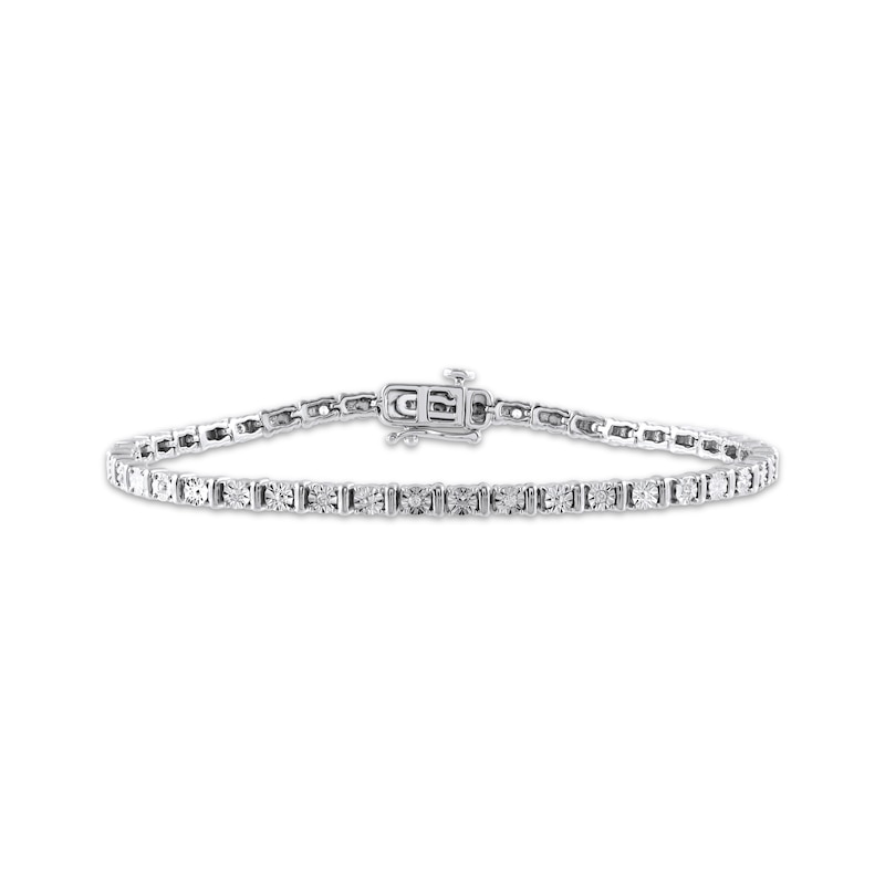 Diamond Bar Line Bracelet 1/4 ct tw Sterling Silver 7.5"