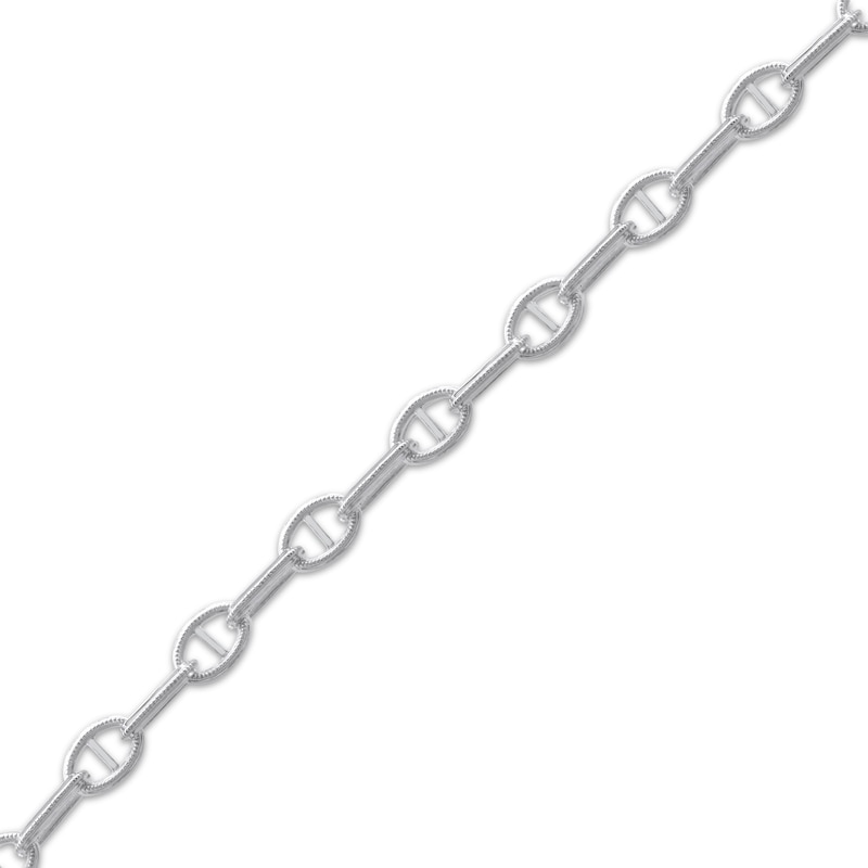 Diamond Mariner & Paperclip Link Toggle Bracelet 1/6 ct tw Sterling Silver 7.5"