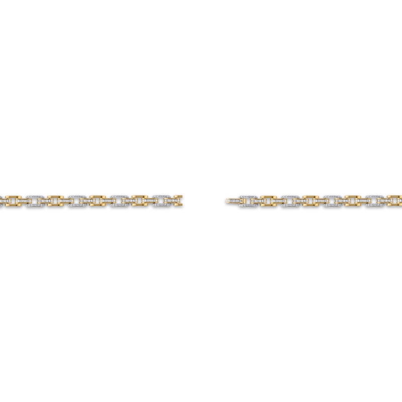Round & Baguette-Cut Diamond Link Bracelet 1 ct tw 10K Yellow Gold 7"