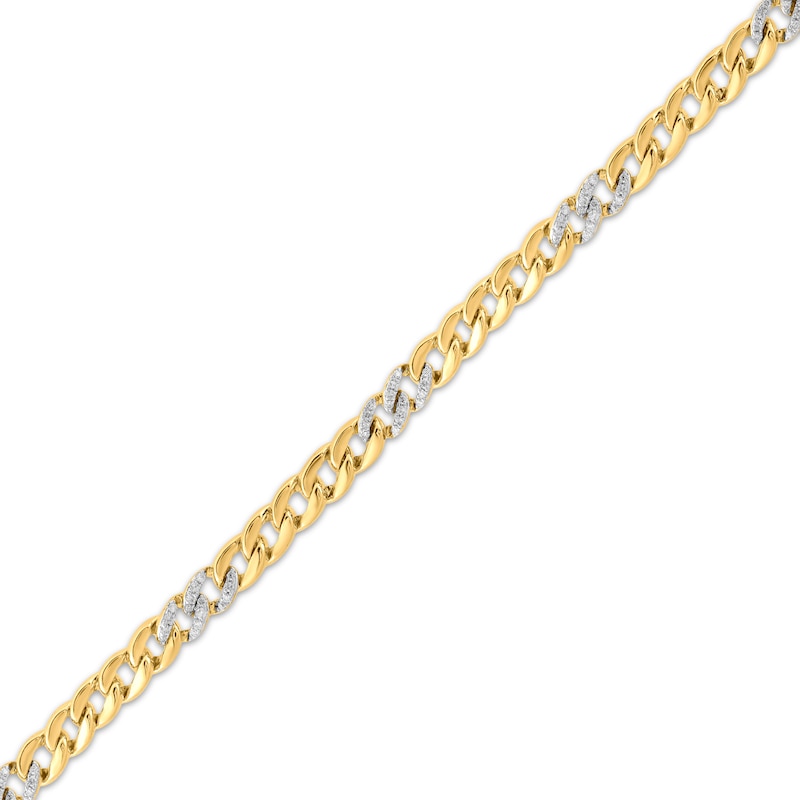 Main Image 2 of Diamond Curb Chain Bracelet 1/2 ct tw 10K Yellow Gold 7.25&quot;