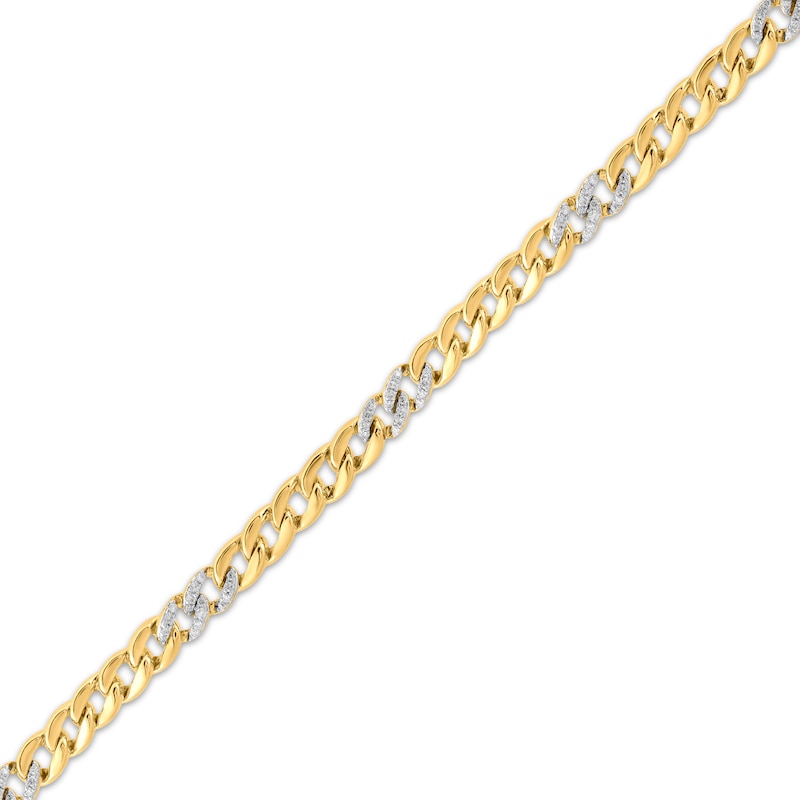 Diamond Curb Chain Bracelet 1/2 ct tw 10K Yellow Gold 7.25"