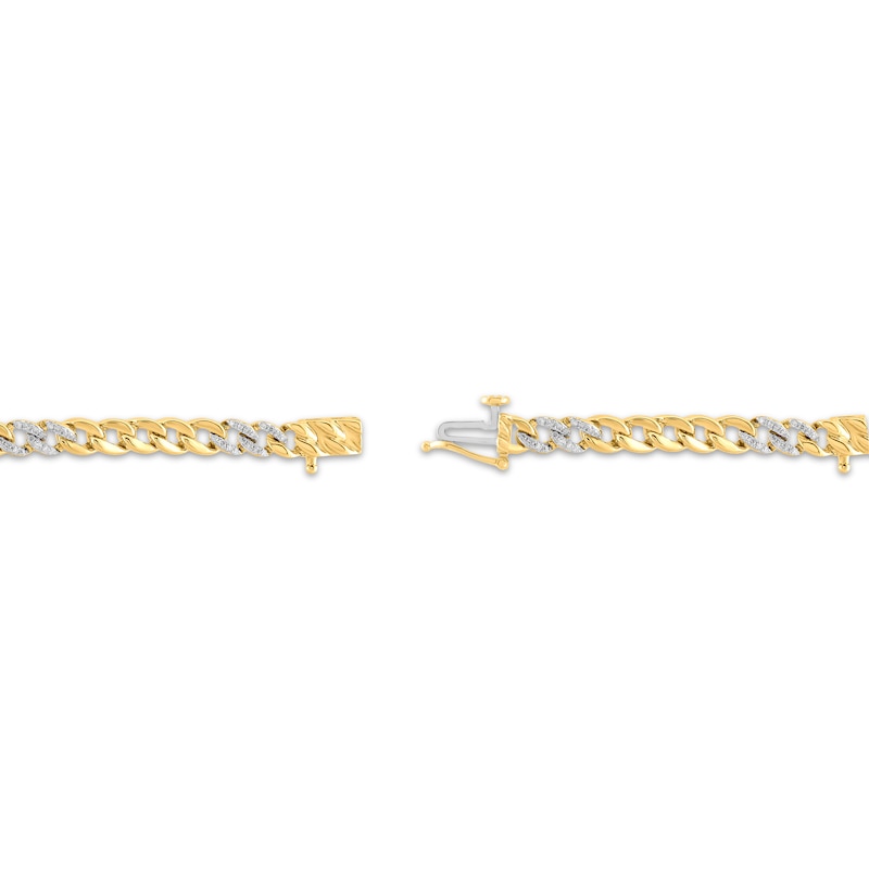Main Image 3 of Diamond Curb Chain Bracelet 1/2 ct tw 10K Yellow Gold 7.25&quot;