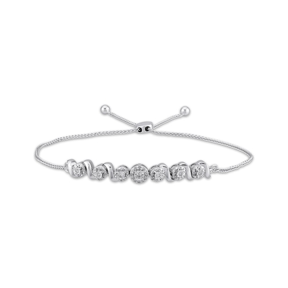 Multi-Diamond S-Link Bolo Bracelet 1/5 ct tw Sterling Silver