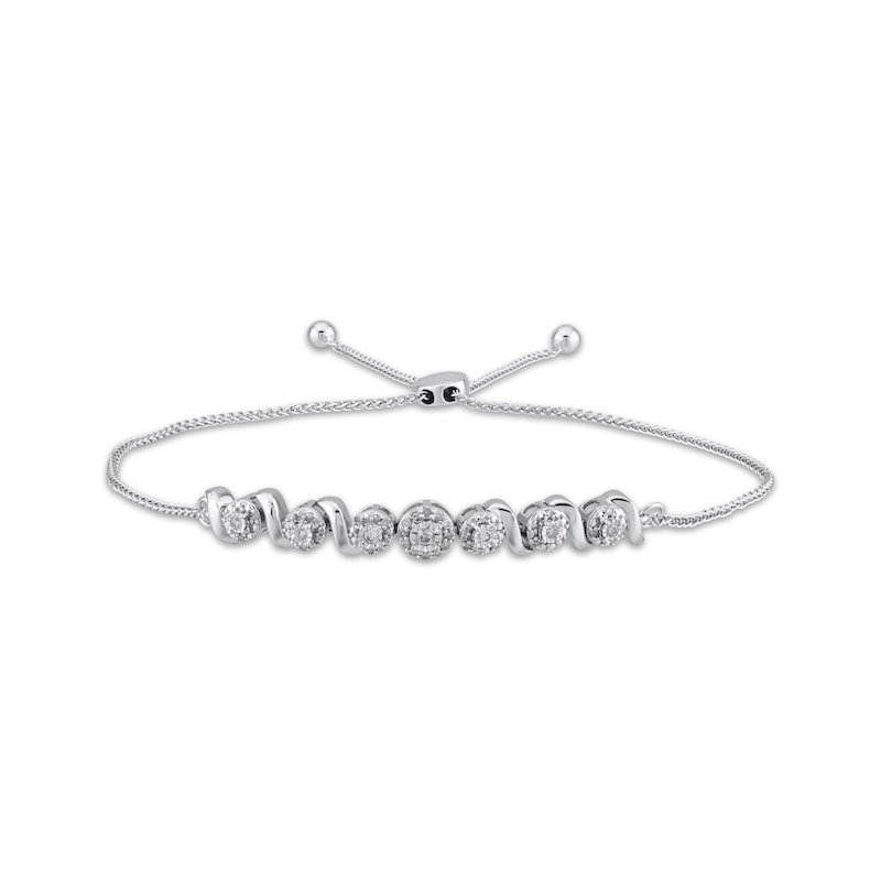 Multi-Diamond S-Link Bolo Bracelet 1/5 ct tw Sterling Silver